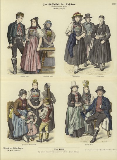 Kostymer från Baden, Tyskland, 1800-talet av German School