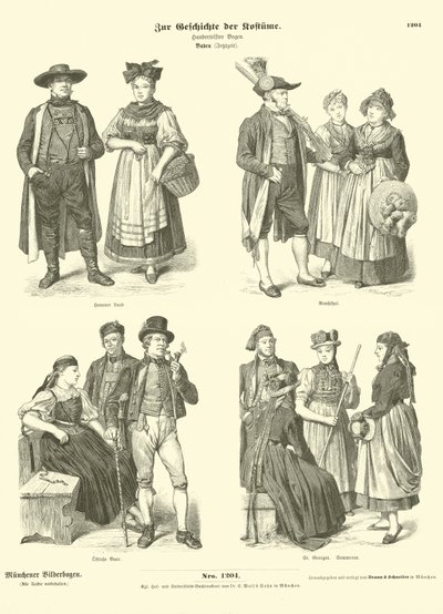 Dräkter från Baden, Tyskland, 1800-talet av German School