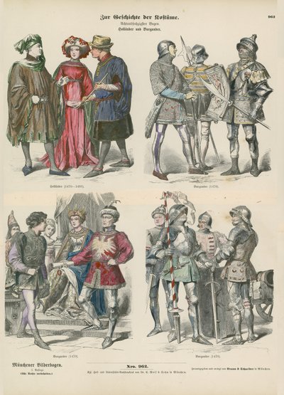 Kostymer från Bourgogne och Holland, 1400-talet av German School