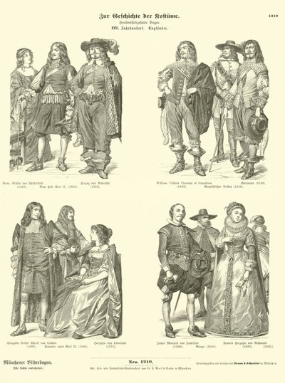 Dräkter för engelsk adel, 1600-talet av German School