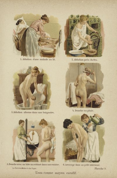 Läkande användningar av vatten (färg litho) av German School