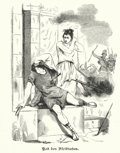 Alcibiades död, 404 f.Kr. (gravyr) av German School