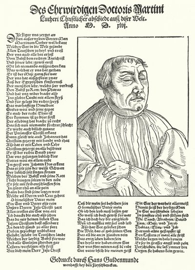 Den tyske protestantiska reformatorn Martin Luthers död (gravyr) av German School