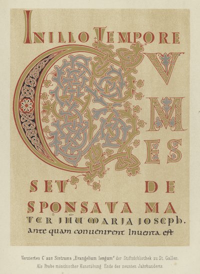 Dekorerad bokstav C från Sintrams Evangelium longum, sent 900-tal av German School