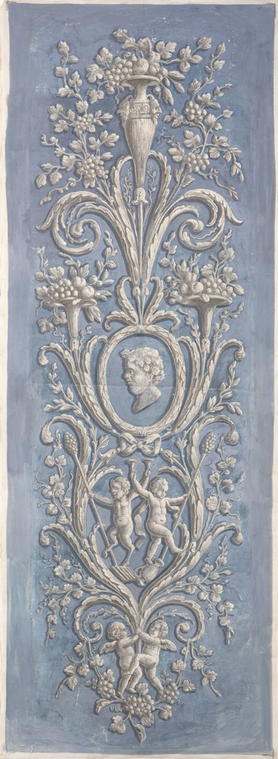 Design för tapeter (målad textil) av German School