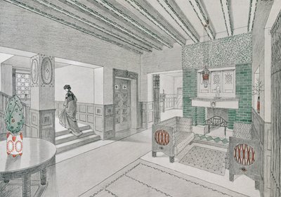 Design för en vardagsrumshall av Valentin Mink, 1906. av German School
