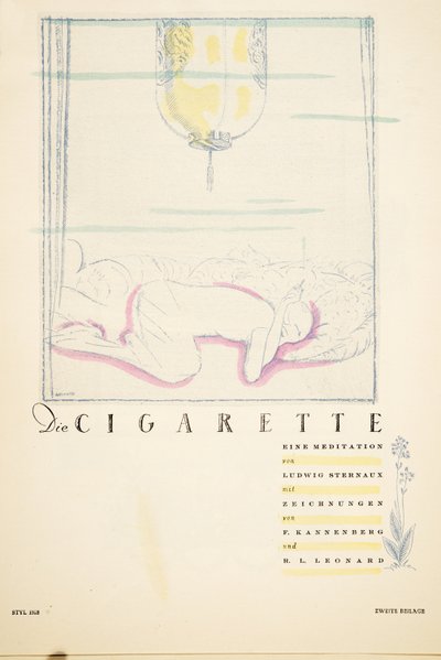 Die Cigarette eine Meditation, ur Styl, utg. 1922 (pochoirtryck) av German School