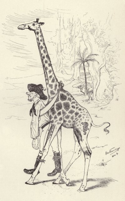 Berusad i Transvaal fördes hem av en giraff (litho) av German School