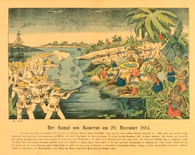Duala-upproret i tyska Kamerun, med SMS:et Olga i bakgrunden, 20 december 1884, 1884 av German School