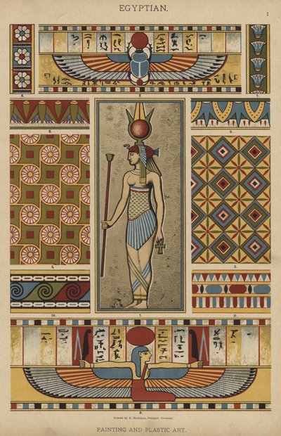 Egyptisk, måleri och plastkonst (lito i färg) av German School