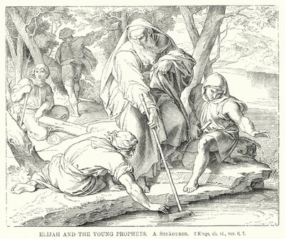Elia och de unga profeterna, 2 Kungaboken, kap vi, ver 6, 7 (gravyr) av German School