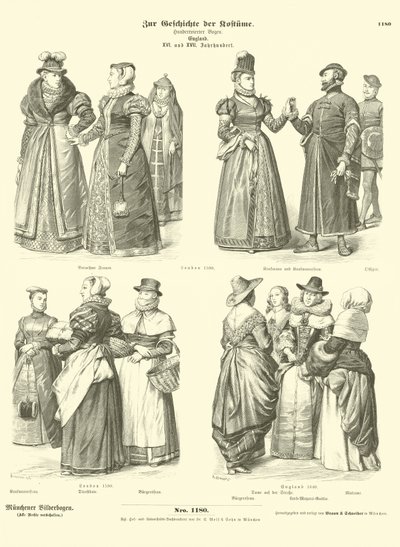Engelska dräkter, 1500- och 1600-tal av German School