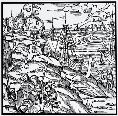 Gravyr från De re metallica (Om metallers natur), av Georg Pawer eller Georgius Agricola (1494-1555) av German School