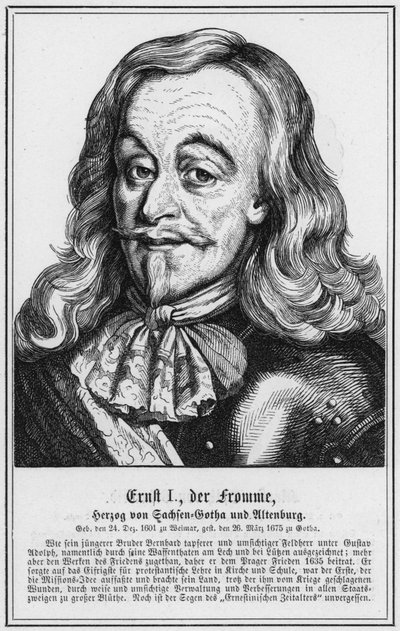 Ernst I, den fromme, hertig av Sachsen-Gotha och Altenburg (gravyr) av German School
