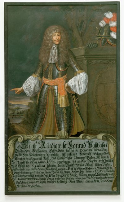 Ernst Ruediger, greve Starhemberg, fältmarskalk och befälhavare i Wien under den turkiska belägringen 1683 ... (olja på duk) av German School