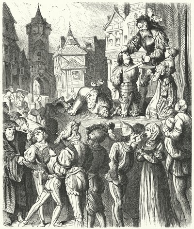 Avrättningsscen från Titus Andronicus (gravyr) av German School