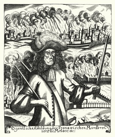 Ezechiel du Mas, Comte de Melac, fransk soldat (gravyr) av German School