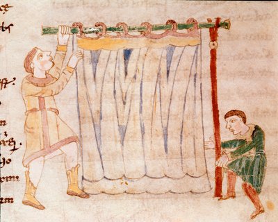 Tygarbete. Miniatyr hämtad från manuskriptet "" De Universo" eller "" De rerum naturis"" (Från sakernas natur) av Rabanus Maurus Magnentius (eller Raban Maur eller Raban Mauro, ca 780-856). 9:e århundradet. Arkiv för Mount Cassin Abbey av German School