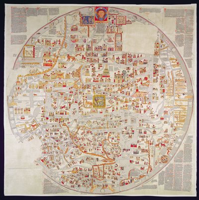 Faksimilkopia av "Ebstorf Mappamundi", gjord för klostret i Ebstorf, nära Luneberg, ca 1339 (tryck) av German School