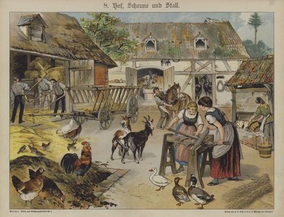 Farm (färg litho) av German School