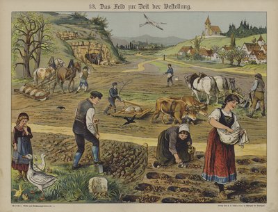 Jordbruk (färg litho) av German School