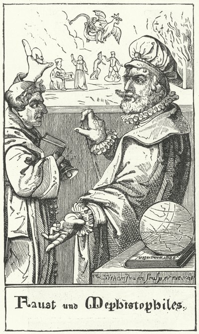 Faust och Mephistopheles (gravyr) av German School