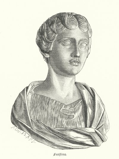 Faustina den yngre, hustru till den romerske kejsaren Marcus Aurelius (gravyr) av German School