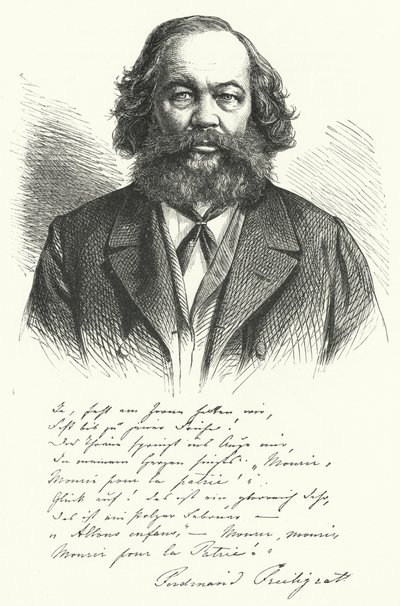 Ferdinand Freiligrath, tysk poet, översättare och liberal politisk agitator (gravyr) av German School