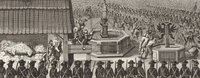Festival i Frankfurt-am-Main, Tyskland, för att fira kröningen av en helig romersk kejsare. Illustration för Bilder-Atlas (gravyr) av German School