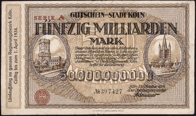 Femtio miljarder mark sedel, 1923 av German School