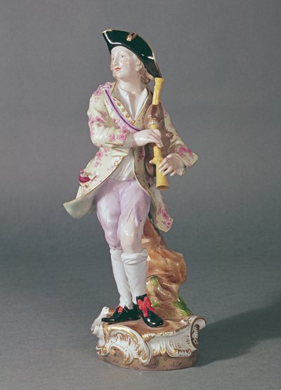 Figur av en galant med rör, Meissen, ca 1850 (keramik) av German School