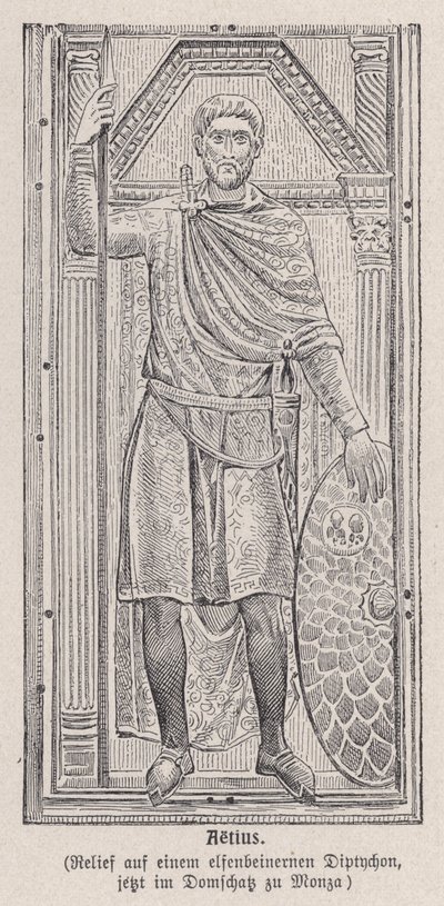 Flavius Aetius, romersk general (gravyr) av German School