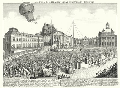 Flyg av bröderna Montgolfier ballong i Versailles av German School
