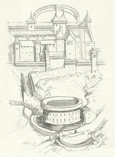 Befästningar av Carcassonne, Frankrike (gravyr) av German School