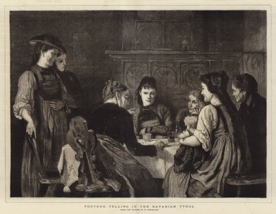 Spådomar i den bayerska Tyrolen (gravyr) av German School