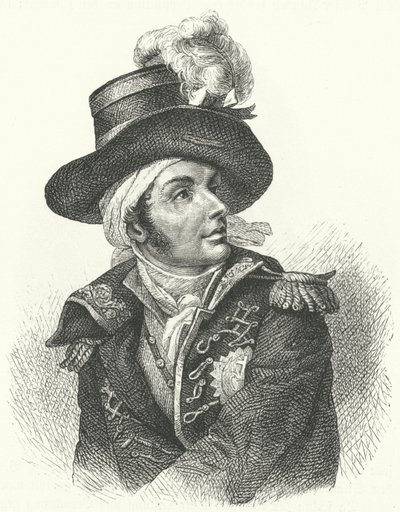 Francois de Charette, fransk rojalistsoldat och politiker som var en av ledarna för Vendee-revolten mot den franska revolutionsregimen (gravyr) av German School