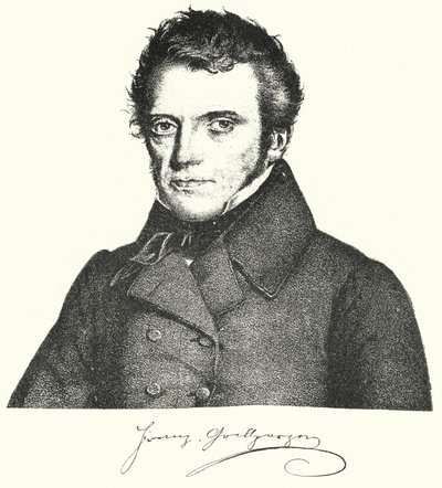 Franz Grillparzer, österrikisk dramatiker och poet (gravyr) av German School