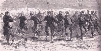 Franska soldater som dansar i lägret, Cassells historia om kriget mellan Frankrike och Tyskland publicerad av Cassell and Company Limited, ca 1890 (litho) av German School