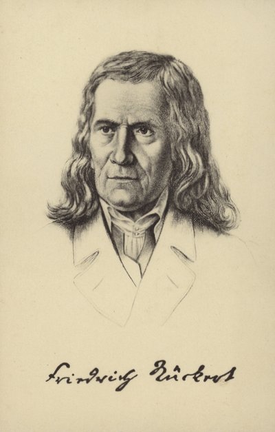 Friedrich Rueckert (1788-1866), tysk poet, översättare och professor i orientaliska språk (litografi) av German School