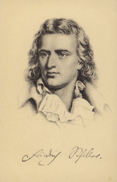 Friedrich von Schiller (1759-1805), tysk poet, filosof, historiker och pjäsförfattare (litografi) av German School