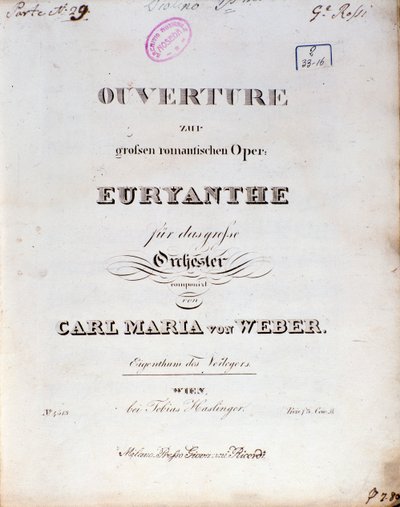 Frontispice från operan "Euryanthe" av Carl von Weber (litho) av German School