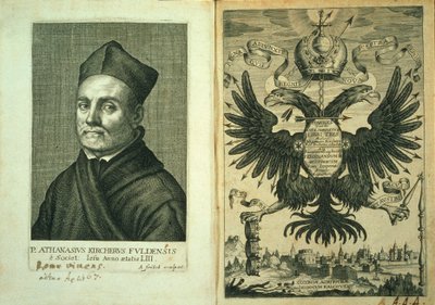 Frontispice till Magnes eller trepartsverkets magnetiska konst av Athanasius Kircher, 1643 av German School
