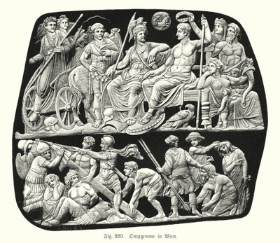 Gemma Augustea, antik romersk onyxrelief cameo graverad pärla (gravyr) av German School