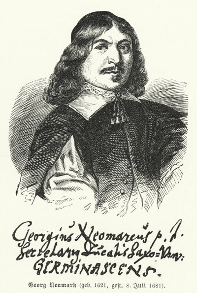 Georg Neumark, tysk poet och kompositör av psalmer (gravyr) av German School