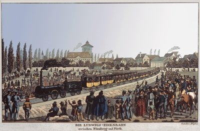 tyska järnvägarna. c.1830-1840 (gravyr) av German School