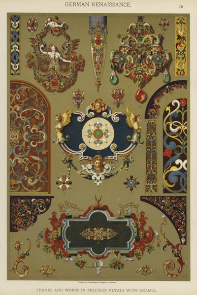 Tysk renässans, ramar och verk i ädelmetaller med emalj (färg litho) av German School