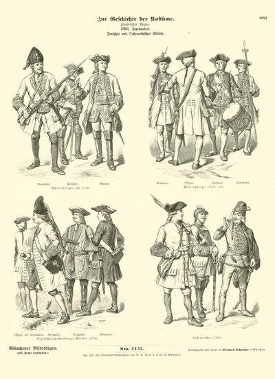 Tyska och österrikiska militäruniformer, 1700-tal av German School