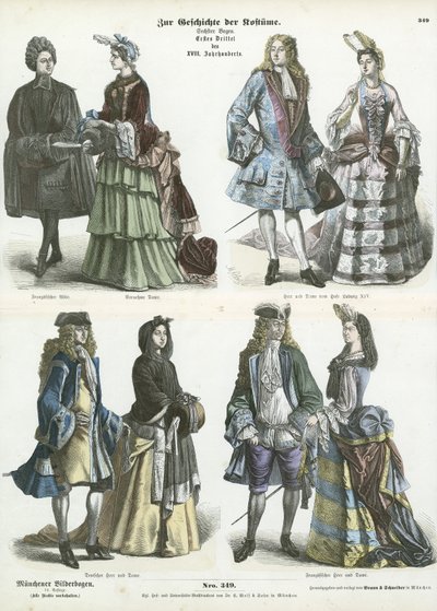 Tyska och franska dräkter, tidigt 1700-tal av German School