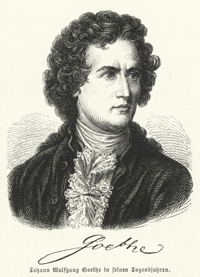 Den tyske författaren Johann Wolfgang Goethe (1749-1832) i sin ungdom av German School