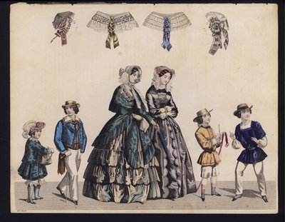 Tysk modetallrik, mitten av 1800-talet (färgad gravyr) av German School